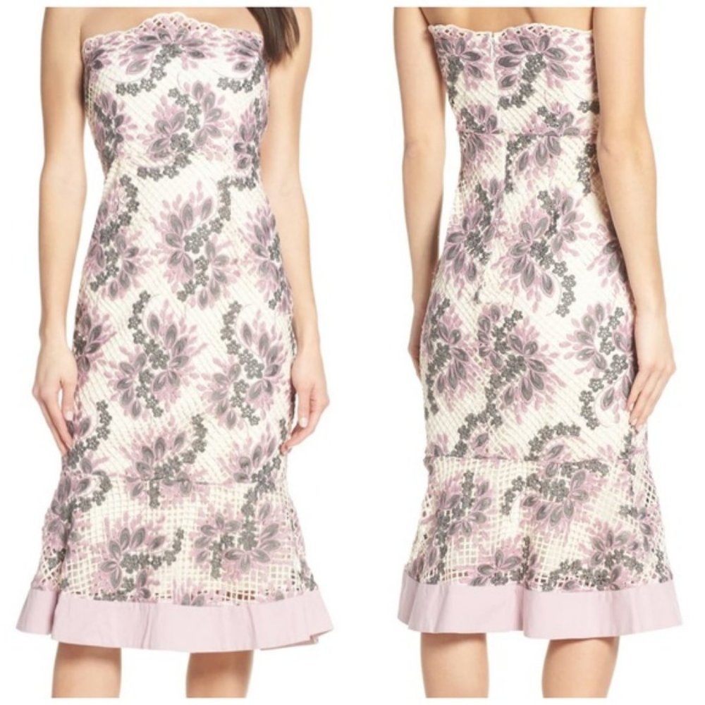 Foxiedox Strapless Lace Midi Dress M NWT